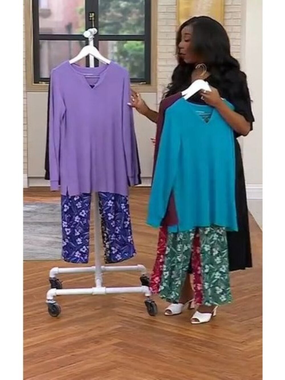 Stan Herman Brushed Sweater Knit Pajama Lounge Set Purple Small A657367 LN